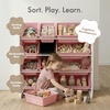 image:imageHumble Crew Toy Storage Organizer with 12 Removable Storage Bins for Kids Playroom 4Tier Toddler Toy Organization Natural WoodAquaWhitePink