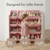 image:imageHumble Crew Toy Storage Organizer with 12 Removable Storage Bins for Kids Playroom 4Tier Toddler Toy Organization Natural WoodAquaWhitePink
