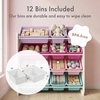 image:imageHumble Crew Toy Storage Organizer with 12 Removable Storage Bins for Kids Playroom 4Tier Toddler Toy Organization Natural WoodAquaWhitePinkPurpleTurquoise