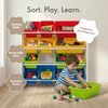 image:imageHumble Crew Toy Storage Organizer with 12 Removable Storage Bins for Kids Playroom 4Tier Toddler Toy Organization Natural WoodAquaWhitePrimary