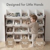 image:imageHumble Crew Toy Storage Organizer with 16 Removable Storage Bins for Kids Playroom 4Tier Toddler Toy Organization and Storage WhiteWhiteEspressoWhite
