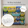 image:imageHumble Crew Toy Storage Organizer with 16 Removable Storage Bins for Kids Playroom 4Tier Toddler Toy Organization and Storage WhiteWhiteGreyBlueGreenYellow