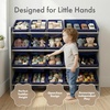 image:imageHumble Crew Toy Storage Organizer with 16 Removable Storage Bins for Kids Playroom 4Tier Toddler Toy Organization and Storage WhiteWhiteGreyNavy