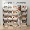 image:imageHumble Crew Toy Storage Organizer with 16 Removable Storage Bins for Kids Playroom 4Tier Toddler Toy Organization and Storage WhiteWhiteGreyWhite