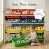 image:imageHumble Crew Toy Storage Organizer with 16 Removable Storage Bins for Kids Playroom 4Tier Toddler Toy Organization and Storage WhiteWhiteNatural WoodPrimary