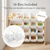 image:imageHumble Crew Toy Storage Organizer with 16 Removable Storage Bins for Kids Playroom 4Tier Toddler Toy Organization and Storage WhiteWhiteNatural WoodWhite