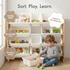 image:imageHumble Crew Toy Storage Organizer with 16 Removable Storage Bins for Kids Playroom 4Tier Toddler Toy Organization and Storage WhiteWhiteNatural WoodWhite