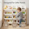 image:imageHumble Crew Toy Storage Organizer with 16 Removable Storage Bins for Kids Playroom 4Tier Toddler Toy Organization and Storage WhiteWhiteNatural WoodWhite