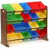 image:imageHumble Crew Toy Storage Organizer with 16 Removable Storage Bins for Kids Playroom 4Tier Toddler Toy Organization and Storage WhiteWhiteWalnutPrimary