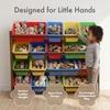 image:imageHumble Crew Toy Storage Organizer with 16 Removable Storage Bins for Kids Playroom 4Tier Toddler Toy Organization and Storage WhiteWhiteWalnutPrimary