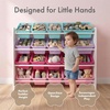 image:imageHumble Crew Toy Storage Organizer with 16 Removable Storage Bins for Kids Playroom 4Tier Toddler Toy Organization and Storage WhiteWhiteWhiteBluePinkPurple