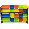 image:imageHumble Crew Toy Storage Organizer with 20 Removable Storage Bins for Kids Playroom 4Tier Toddler Toy Organization WhiteWhiteDark WalnutNeon Multi