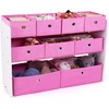 image:imageHumble Crew Toy Storage Organizer with 9 Removable Fabric Storage Bins for Kids Playroom 3Tier Toddler Toy Organization GreyWhiteWhitePink