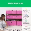 image:imageHumble Crew Toy Storage Organizer with 9 Removable Fabric Storage Bins for Kids Playroom 3Tier Toddler Toy Organization GreyWhiteWhitePink