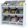 image:imageHumble Crew Toy Storage Organizer with 9 Removable Storage Bins for Kids Playroom 3Tier Toddler Toy Organization and Storage WhiteWhiteGrey BinsWhite Panel