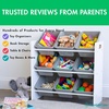 image:imageHumble Crew Toy Storage Organizer with 9 Removable Storage Bins for Kids Playroom 3Tier Toddler Toy Organization and Storage WhiteWhiteGrey BinsWhite Panel
