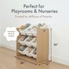 image:imageHumble Crew Toy Storage Organizer with 9 Removable Storage Bins for Kids Playroom 3Tier Toddler Toy Organization and Storage WhiteWhiteNatural WoodWhite