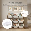 image:imageHumble Crew Toy Storage Organizer with 9 Removable Storage Bins for Kids Playroom 3Tier Toddler Toy Organization and Storage WhiteWhiteNatural WoodWhite