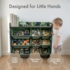 image:imageHumble Crew Toy Storage Organizer with 9 Removable Storage Bins for Kids Playroom 3Tier with Top Shelf Toddler Toy Organization WhiteWhiteArmy Green Camo