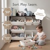 image:imageHumble Crew Toy Storage Organizer with 9 Removable Storage Bins for Kids Playroom 3Tier with Top Shelf Toddler Toy Organization WhiteWhiteEspressoWhite