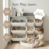 image:imageHumble Crew Toy Storage Organizer with 9 Removable Storage Bins for Kids Playroom 3Tier with Top Shelf Toddler Toy Organization WhiteWhiteGreyWhite