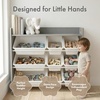 image:imageHumble Crew Toy Storage Organizer with 9 Removable Storage Bins for Kids Playroom 3Tier with Top Shelf Toddler Toy Organization WhiteWhiteGreyWhite