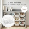 image:imageHumble Crew Toy Storage Organizer with 9 Removable Storage Bins for Kids Playroom 3Tier with Top Shelf Toddler Toy Organization WhiteWhiteGreyWhite