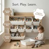 image:imageHumble Crew Toy Storage Organizer with 9 Removable Storage Bins for Kids Playroom 3Tier with Top Shelf Toddler Toy Organization WhiteWhiteNatural WoodWhite