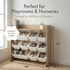 image:imageHumble Crew Toy Storage Organizer with 9 Removable Storage Bins for Kids Playroom 3Tier with Top Shelf Toddler Toy Organization WhiteWhiteNatural WoodWhite