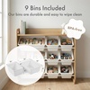 image:imageHumble Crew Toy Storage Organizer with 9 Removable Storage Bins for Kids Playroom 3Tier with Top Shelf Toddler Toy Organization WhiteWhiteNatural WoodWhite