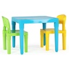 image:imageHumble Crew Kids Plastic Table and Chair Set Toddler Activity Table with 2 Chairs Lightweight EasyClean Kids Desk for Play Snacks amp Crafts Indoor Outdoor Playroom Furniture AquaGreenYellowAqua Table  GreenYellow