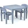 image:imageHumble Crew Kids Plastic Table and Chair Set Toddler Activity Table with 2 Chairs Lightweight EasyClean Kids Desk for Play Snacks amp Crafts Indoor Outdoor Playroom Furniture AquaGreenYellowGrey Table  Chairs