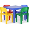 image:imageHumble Crew Kids Plastic Table and Chair Set Toddler Activity Table with 4 Chairs Lightweight EasyClean Kids Desk for Play Snacks amp Crafts Playroom Furniture BlueRedGreenYellowPurpleBlue TablePrimary Chairs