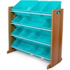 image:imageHumble Crew Toy Storage Organizer with 12 Removable Storage Bins for Kids Playroom 4Tier Toddler Toy Organization GreyBlueGreenYellowNatural WoodAqua
