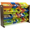 image:imageHumble Crew Toy Storage Organizer with 20 Removable Storage Bins for Kids Playroom 4Tier Toddler Toy Organization WhiteWhiteDark WalnutNeon Multi