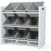 image:imageHumble Crew Toy Storage Organizer with 9 Removable Storage Bins for Kids Playroom 3Tier Toddler Toy Organization and Storage WhiteWhiteGrey BinsWhite Panel