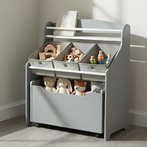 image:imageHumble Crew 3in1 Kids Bookshelf and Toy Storage Organizer Bookcase with Rolling Toy Box and 3 Fabric Storage Bins Wooden Nursery amp Playroom Organizer GreyGreyGreyGrey