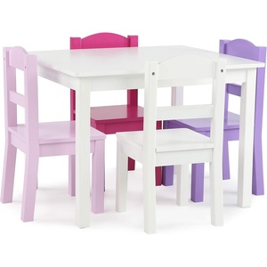 image:imageHumble Crew Kids Table and Chair Set Toddler Activity Table with 4 Chairs for Play Crafts Snacks amp Learning Wooden Kids Furniture for Playroom amp Bedroom WhiteWhitePurplePink