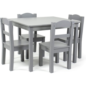 image:imageHumble Crew Kids Table and Chair Set Toddler Activity Table with 4 Chairs for Play Crafts Snacks amp Learning Wooden Kids Furniture for Playroom amp Bedroom WhiteGrey