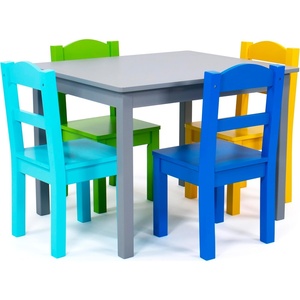 image:imageHumble Crew Kids Table and Chair Set Toddler Activity Table with 4 Chairs for Play Crafts Snacks amp Learning Wooden Kids Furniture for Playroom amp Bedroom WhiteGreyBlueGreenYellow