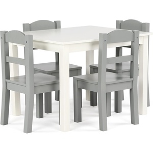 image:imageHumble Crew Kids Table and Chair Set Toddler Activity Table with 4 Chairs for Play Crafts Snacks amp Learning Wooden Kids Furniture for Playroom amp Bedroom WhiteWhiteGrey