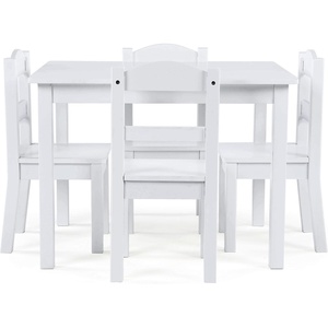 image:imageHumble Crew Kids Table and Chair Set Toddler Activity Table with 4 Chairs for Play Crafts Snacks amp Learning Wooden Kids Furniture for Playroom amp Bedroom WhiteWhite