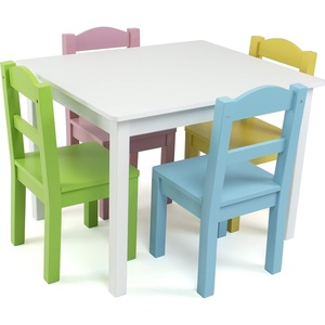 image:imageHumble Crew Kids Table and Chair Set Toddler Activity Table with 4 Chairs for Play Crafts Snacks amp Learning Wooden Kids Furniture for Playroom amp Bedroom WhiteWhitePastels