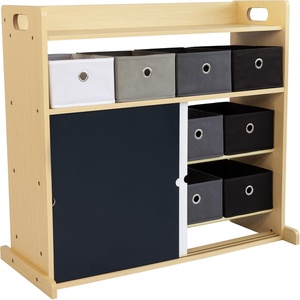 image:imageHumble Crew Slate Kids Laundry Organizer with 3 Removable Hampers  White with Grey Woodgrain Frame Sorting Hamper for Toddlers amp Preschoolers12 Bin Organizer
