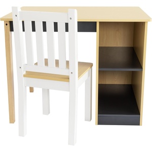image:imageHumble Crew Slate Kids Laundry Organizer with 3 Removable Hampers  White with Grey Woodgrain Frame Sorting Hamper for Toddlers amp PreschoolersDesk and Chair