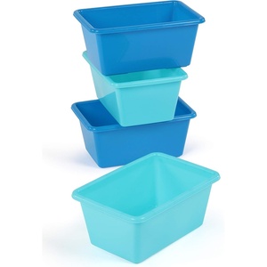 image:imageHumble Crew Small Plastic Storage Bins for Kids Set of 12 Sturdy Toy Organizer Bins for Playroom Nursery Classroom amp Bedroom Storage WhiteNavyTeal