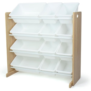 image:imageHumble Crew Toy Storage Organizer with 12 Removable Storage Bins for Kids Playroom 4Tier Toddler Toy Organization Natural WoodAquaNatural WoodWhite