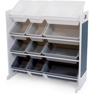 image:imageHumble Crew Toy Storage Organizer with 12 Removable Storage Bins for Kids Playroom 4Tier Toddler Toy Organization Natural WoodAquaWhiteGrey Gradient Ombre