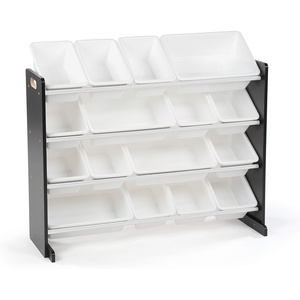 image:imageHumble Crew Toy Storage Organizer with 16 Removable Storage Bins for Kids Playroom 4Tier Toddler Toy Organization and Storage WhiteWhiteBlackWhite