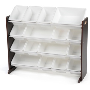 image:imageHumble Crew Toy Storage Organizer with 16 Removable Storage Bins for Kids Playroom 4Tier Toddler Toy Organization and Storage WhiteWhiteEspressoWhite